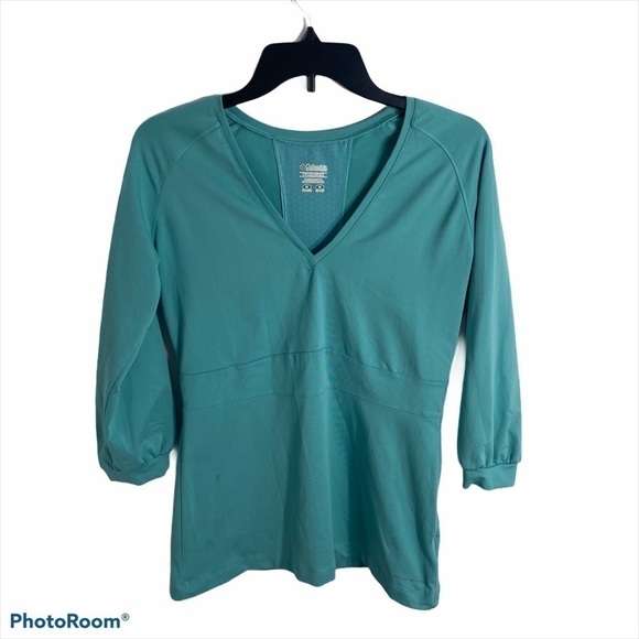 Columbia Women’s Blue V-neck Athletic Top Medium - Picture 1 of 7